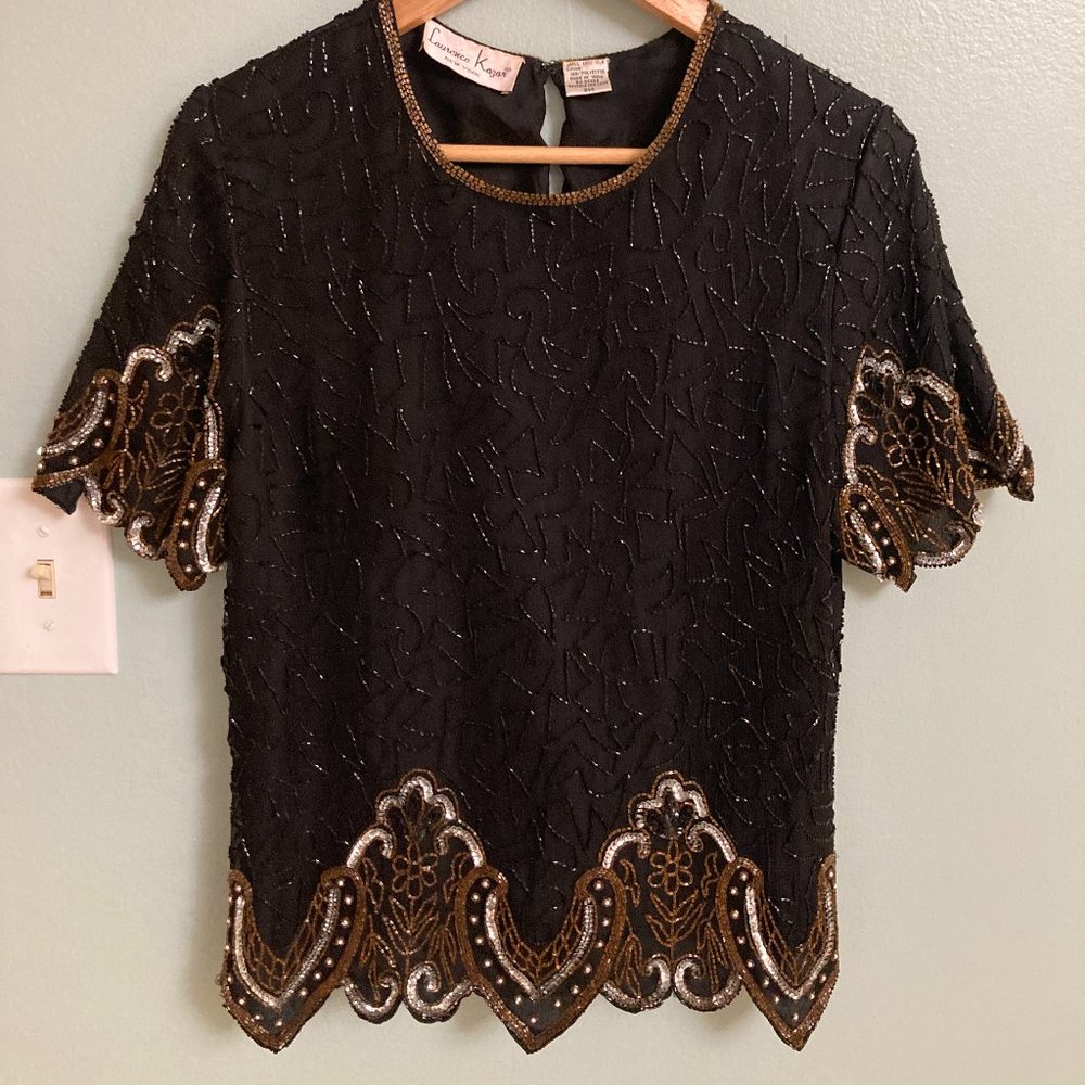 VTG 80's Laurence Kazar Beaded Top